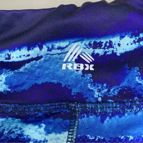 RBX Active Women’s Leggings Size Large Ocean Blue & White Yoga Workout Pants - Picture 3 of 6